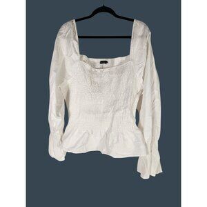 NWT Womens Milkmaid Peasant Boho Top Bohoo Cotton Essential White US:24